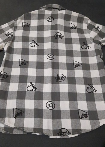 Erkek Çocuk Gri Kareli Baskılı Gömlek - Görsel 4