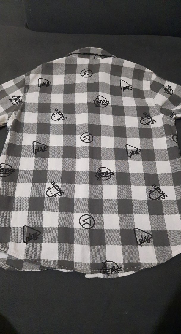 Erkek Çocuk Gri Kareli Baskılı Gömlek - Görsel 4