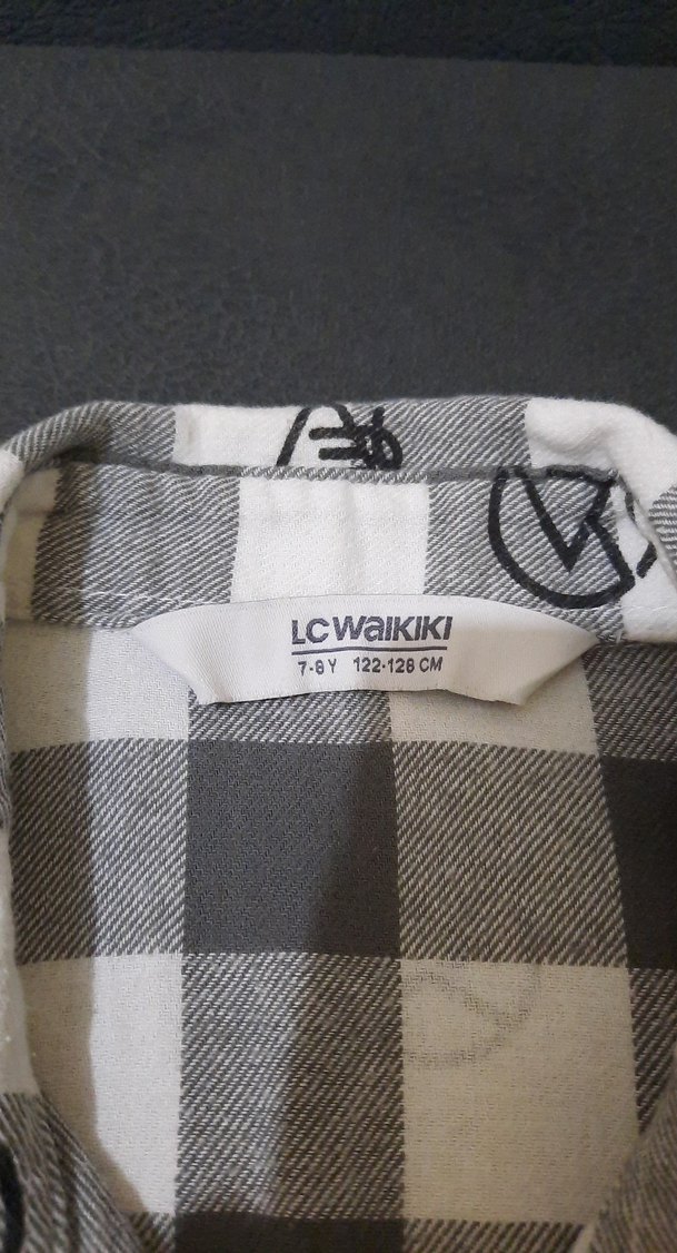 Erkek Çocuk Gri Kareli Baskılı Gömlek - Görsel 3