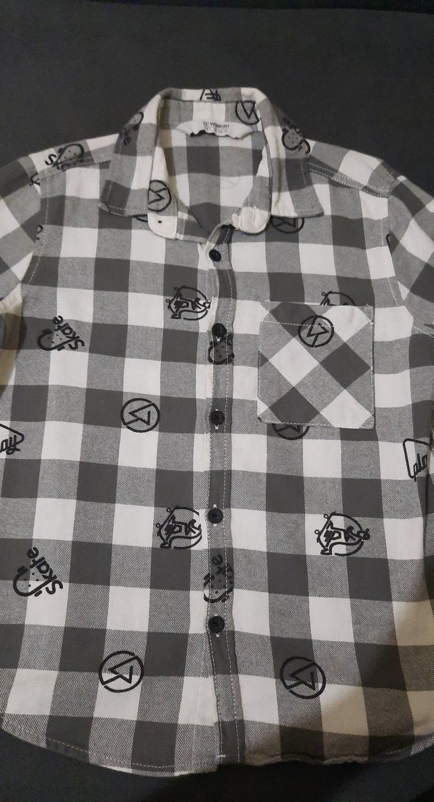 Erkek Çocuk Gri Kareli Baskılı Gömlek - Görsel 2