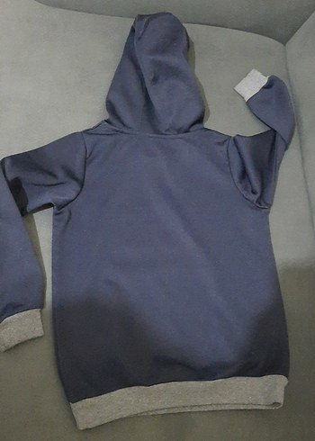 Koyu Lacivert Kapüşonlu Baskılı Erkek Sweatshirt - Görsel 5