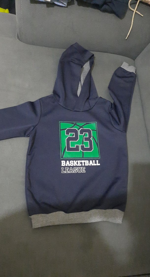 Koyu Lacivert Kapüşonlu Baskılı Erkek Sweatshirt - Görsel 2