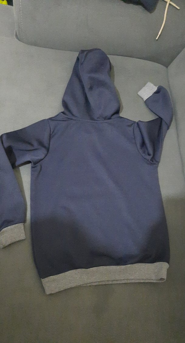 Koyu Lacivert Kapüşonlu Baskılı Erkek Sweatshirt - Görsel 5