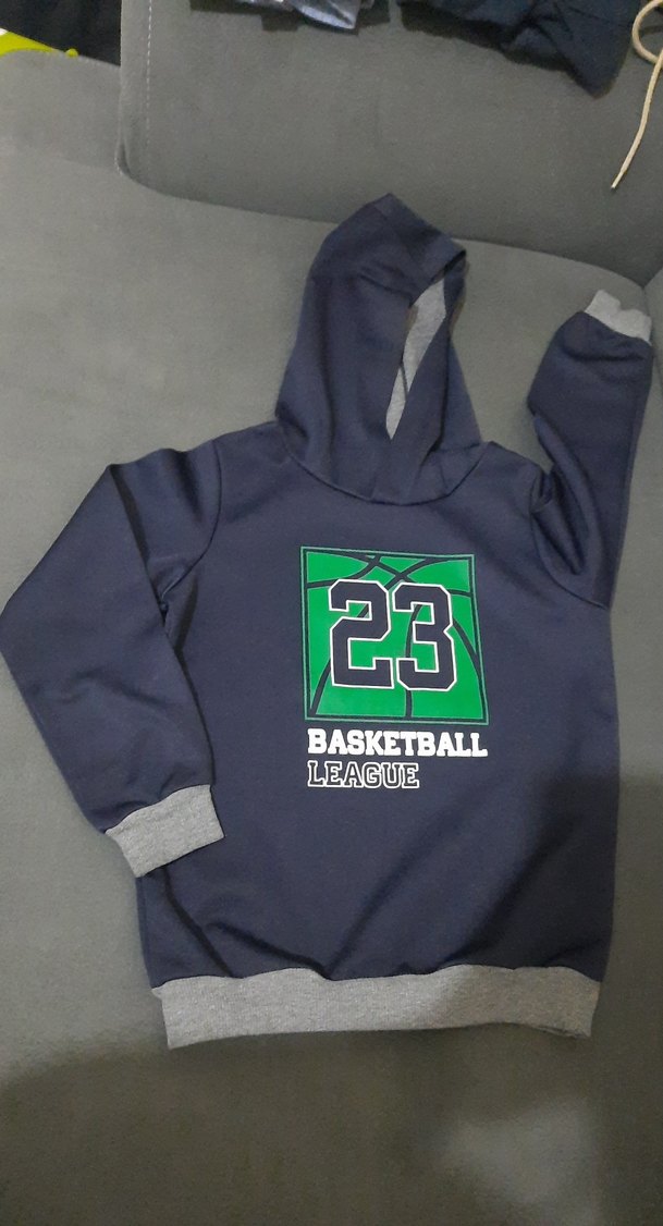 Koyu Lacivert Kapüşonlu Baskılı Erkek Sweatshirt - Görsel 3