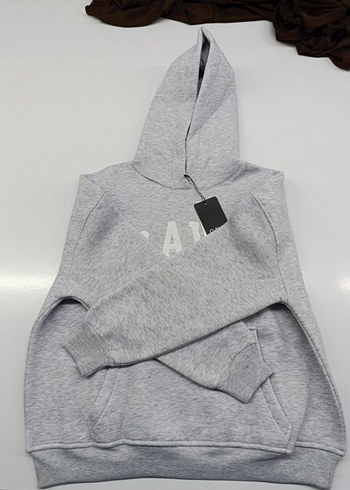 Gri Kapüşonlu Kadın Sweatshirt - Görsel 2