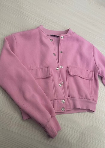 Zara Düğmeli Pembe Bomber Ceket