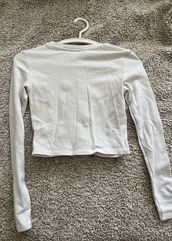 Zara Beyaz Uzun Kollu Crop Top