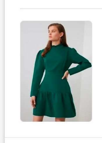Trendyol & Milla Uzun Kollu, Drapeli Yeşil Midi Elbise