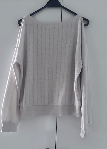 Gri Kadın Pamuklu Triko Kazak - Görsel 2