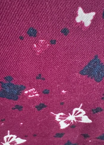 Bordo Kelebek Desenli Kadın Şal - Görsel 2