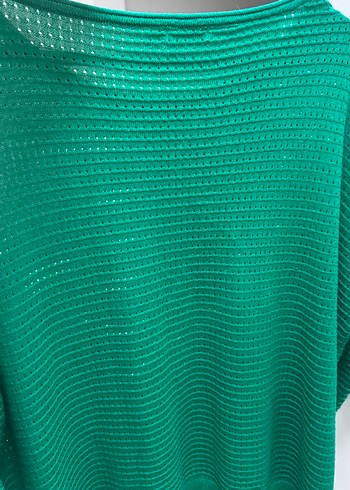 Kadın Yeşil Triko Salaş Kazak - Görsel 2