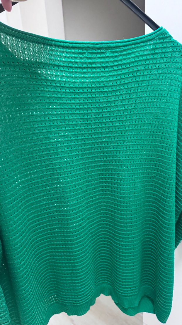 Kadın Yeşil Triko Salaş Kazak - Görsel 2