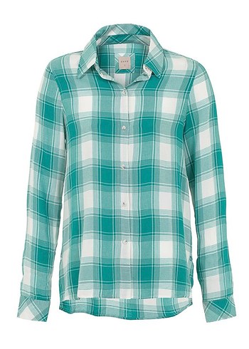 Turkuaz V Yaka Uzun Kollu Kadın Gömlek - Görsel 2