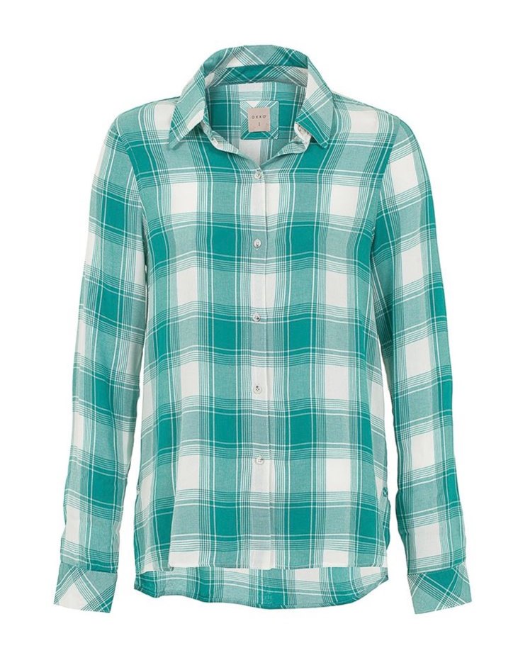 Turkuaz V Yaka Uzun Kollu Kadın Gömlek - Görsel 2