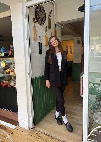 Defacto Siyah Midi Kadın Blazer Ceket