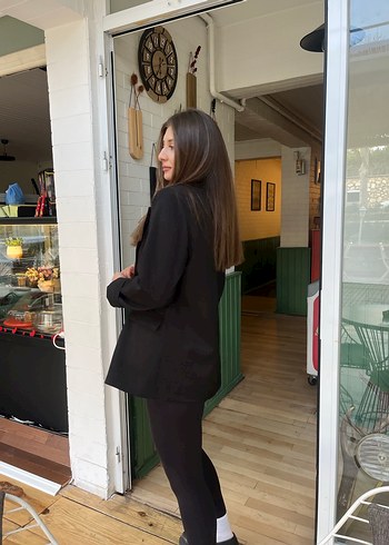Siyah Midi Kadın Blazer Ceket