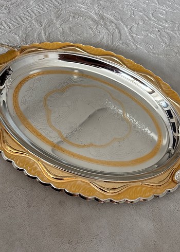 Altın Renk Parlak Oval Tepsi