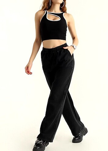 Siyah gabardin pantolon