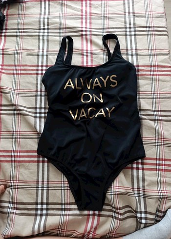 Siyah Baskılı Strappy Kadın Mayo