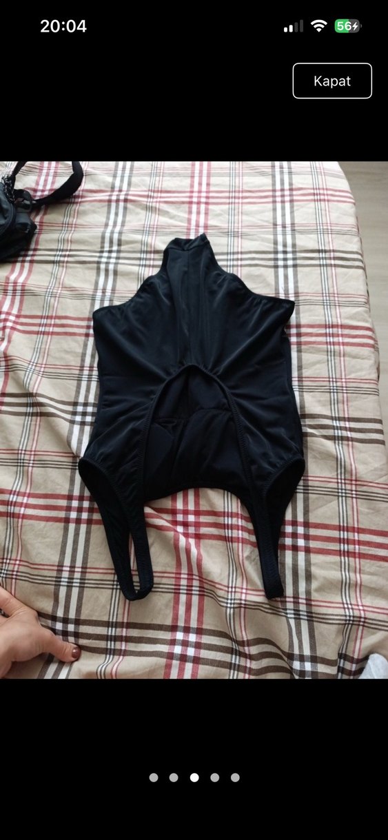 Siyah Kadın Strappy Mayo - Baskılı - Görsel 3