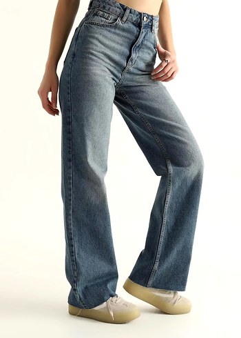 Addax Kadın Mavi Tie-Dye Denim Midi Pantolon