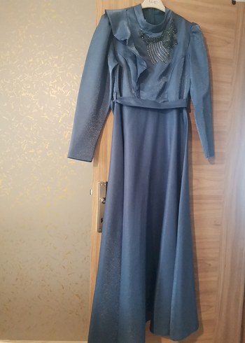 Uzun Kollu Drapeli Vintage Abiye Elbise