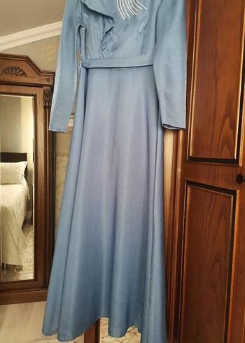 Abiye Uzun Kollu Drapeli Vintage Abiye Elbise