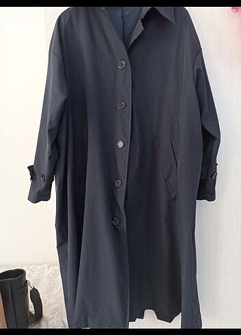 Lacivert oversize s beden trençkot 
