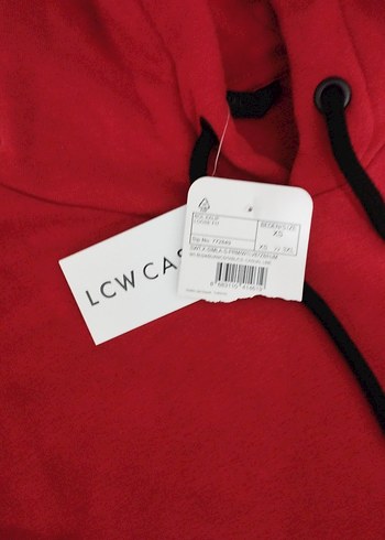 Kadın Kırmızı Kapüşonlu Salaş Sweatshirt - Görsel 4