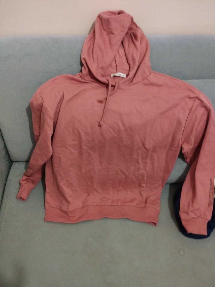 Pembe Kapüşonlu Kadın Sweatshirt - Görsel 3