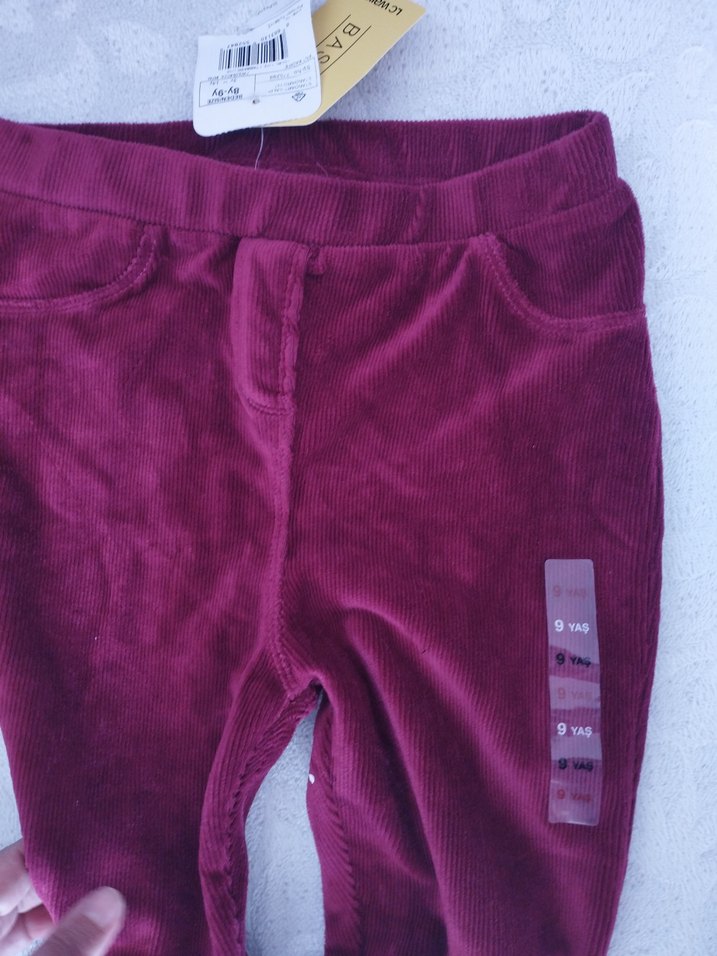 Bordo Süet Görünümlü Kız Tayt - Görsel 2