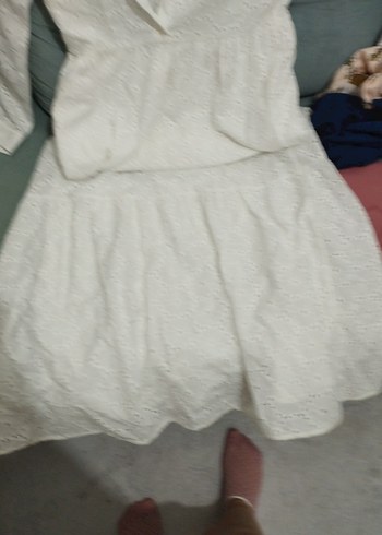 Uzun Kollu Beyaz Bohem Uzun Elbise - Görsel 6