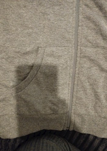 Gri Fermuarlı Kapüşonlu Kadın Sweatshirt - Görsel 2