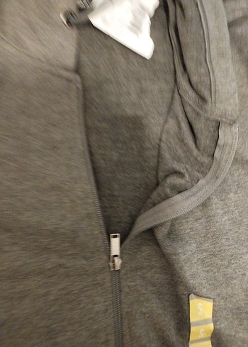 Gri Fermuarlı Kapüşonlu Kadın Sweatshirt - Görsel 5