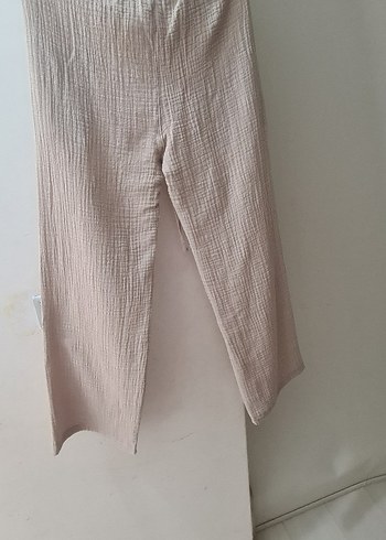 Bej Muslin Keten Salaş Kadın Pantolon - Görsel 5