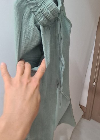 Bej Muslin Keten Salaş Kadın Pantolon - Görsel 6