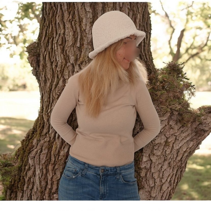 Peluş Detaylı Bej Bucket Şapka - Görsel 2