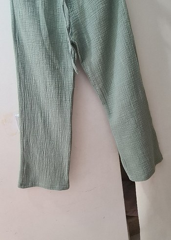 Bej Rahat Kesim muslin Keten Kadın Pantolon - Görsel 5