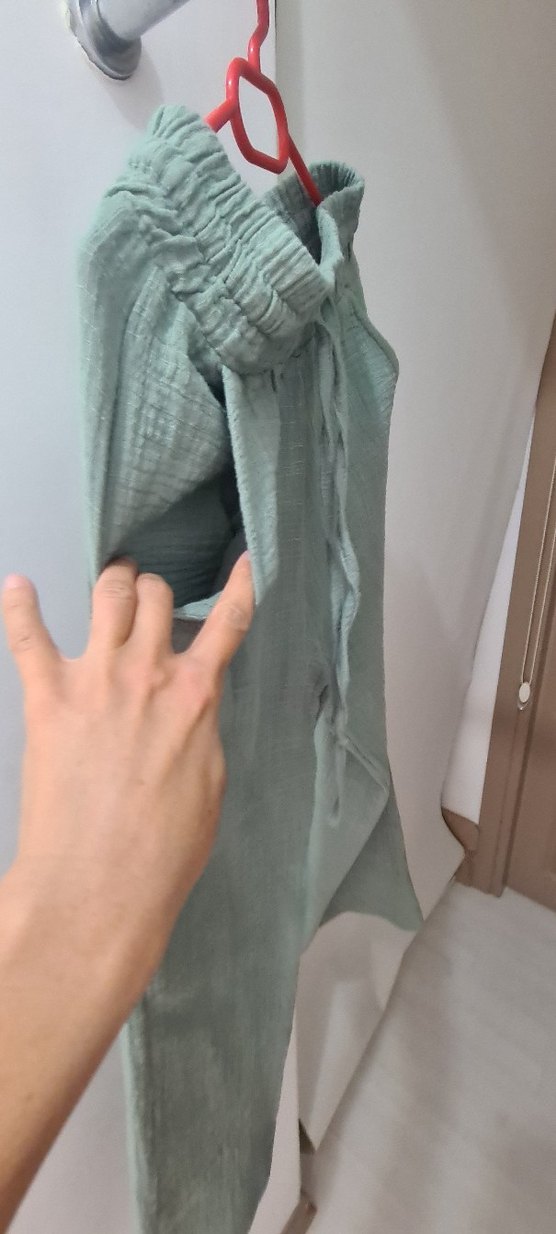 Bej Rahat Kesim muslin Keten Kadın Pantolon - Görsel 3