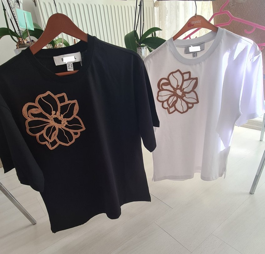 Dantel Detaylı Beyaz Kısa Kollu Kadın Tişört - Görsel 3