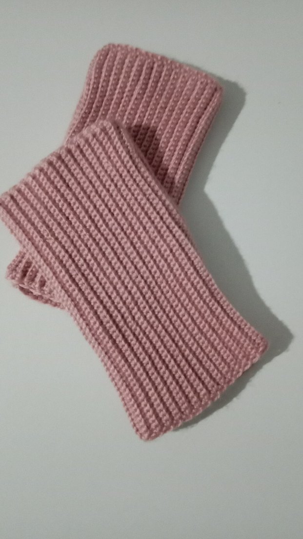 Pembe Örgü Parmaksız Kadın Eldiveni - Görsel 3