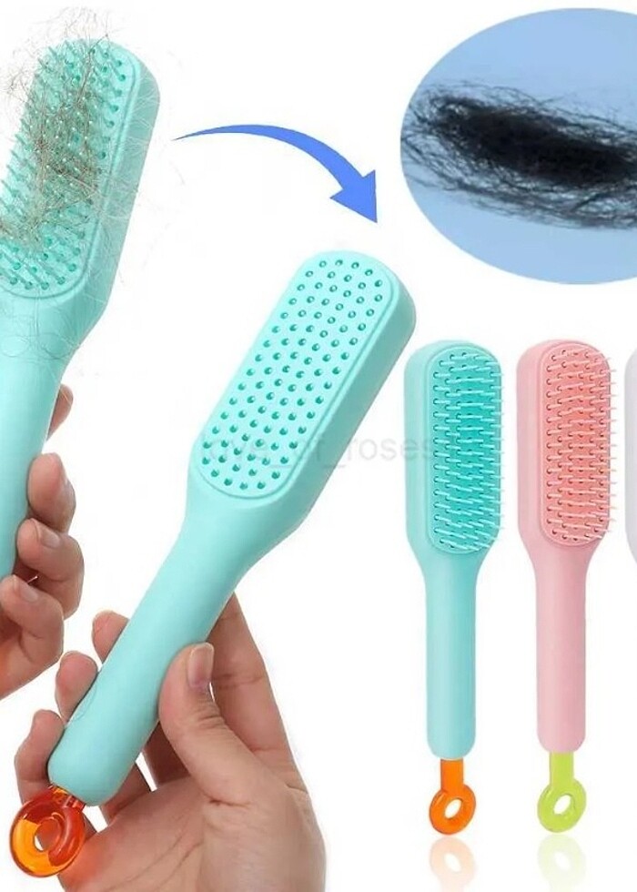 Taşınabilir teleskopik tarak Masaj Fırçası Kendinden temizleme a - Görsel 4