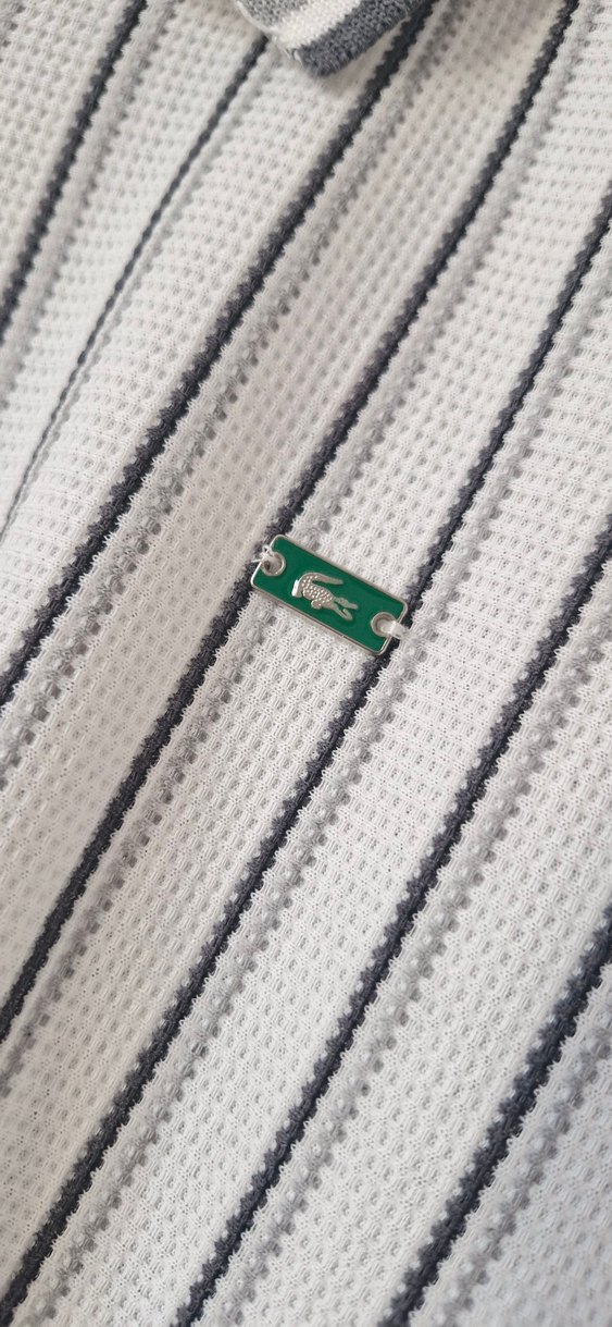 Lacoste Çizgili Beyaz Erkek Polo Tişört - Görsel 5
