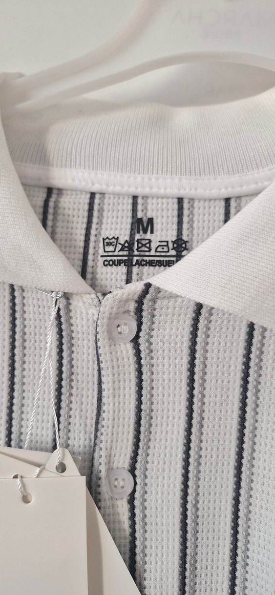 Lacoste Çizgili Beyaz Erkek Polo Tişört - Görsel 3