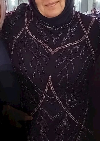 Abiye Uzun Kollu V Yaka Siyah Nakışlı Uzun Abiye