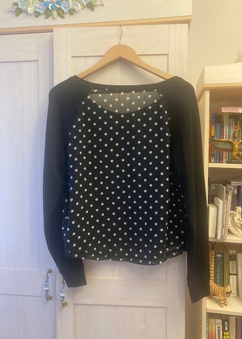 Düğmeli Siyah Kadın Sweatshirt - Görsel 4