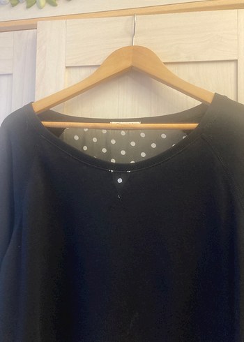 Düğmeli Siyah Kadın Sweatshirt - Görsel 3