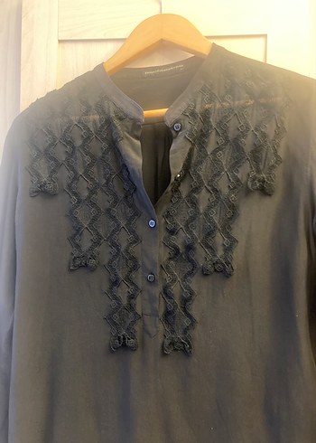 Dantel detaylı ipek   Kadın Gömlek - Görsel 2