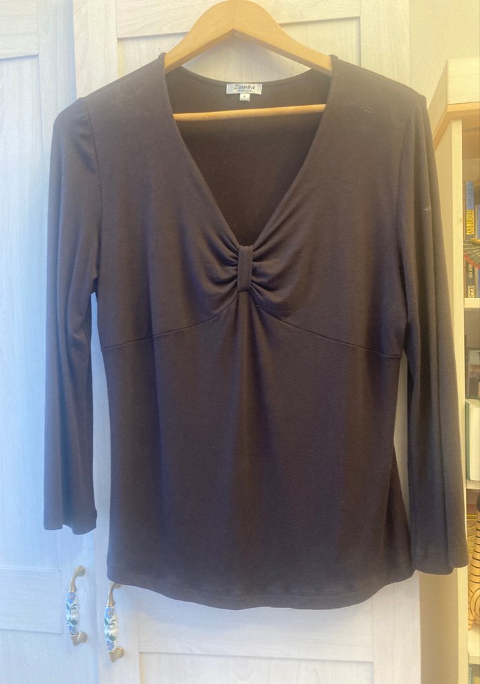 V Yaka Drapeli viscon Kadın Bluz - Görsel 3