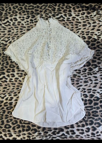 gotik goth vintage dantel Detaylı Beyaz Bohem Kadın Bluz - Görsel 2